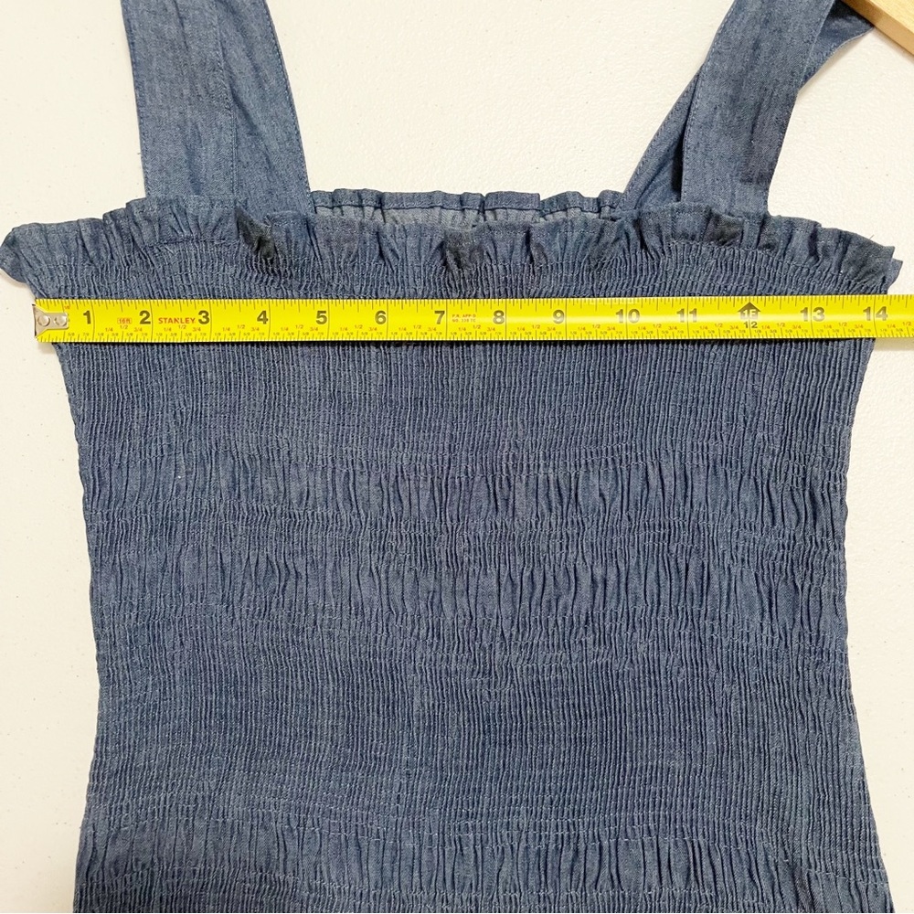 Do+Be Blue Chambray Smocked Mini Dress NWT Size Small - Picture 9 of 13